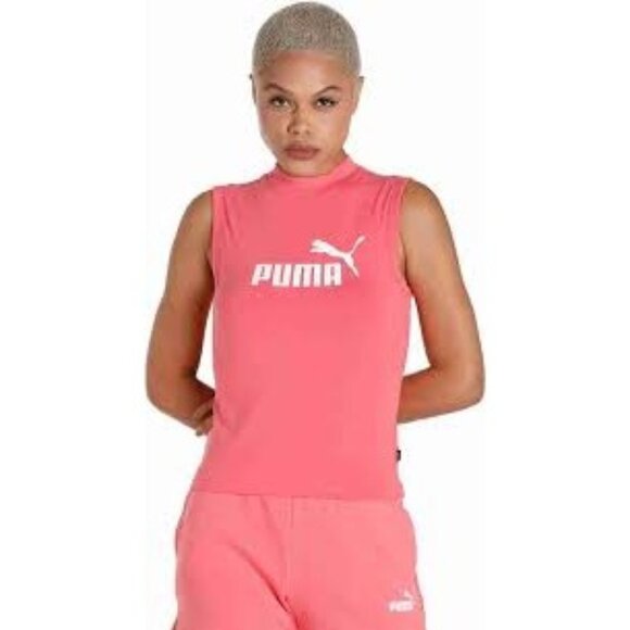 Puma Essentials Slim Logo Tank Top Salmon Women's Large - Picture 1 of 4